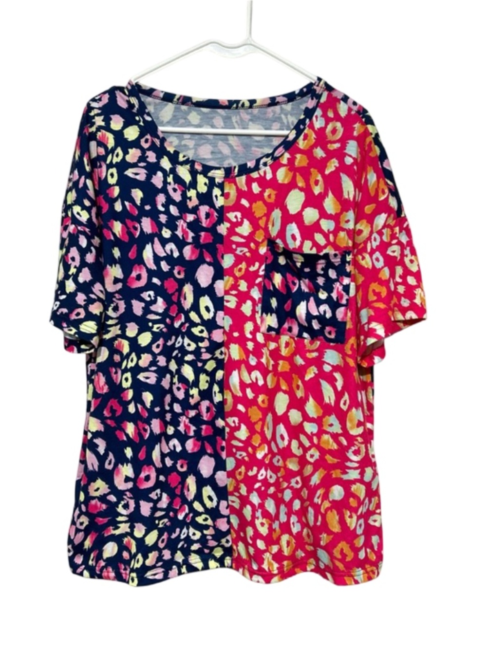 Pink Purple Colorful Animal Print Blouse Size 1X